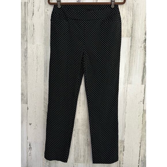 Chicos Pants Womens Size 0R or 4 (28x26) Black White Polka Dot Ankle Crop - Picture 1 of 9